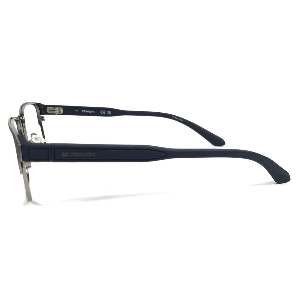 Dragon Eyeglasses Frames DR2004 410 Blue Silver Rectangle Full Rim 54-17-145